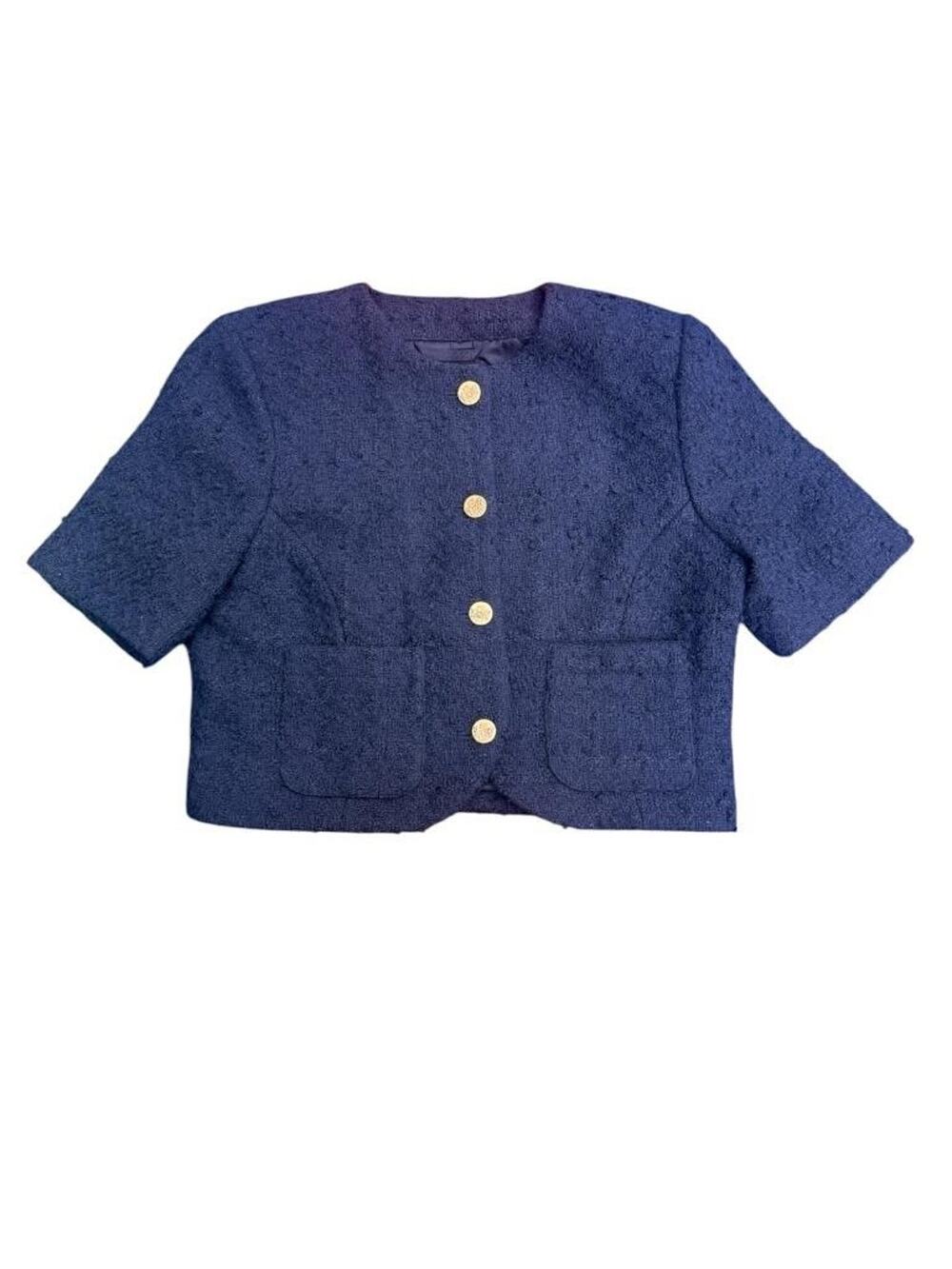 Abercrombie & Fitch Short Sleeve Boucle Blazer Gold Button Women size Small NWT